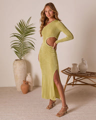 Marek One Shoulder Cutout Midi Dress