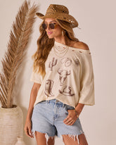 Western Glow Graphic Short Sleeve Top
