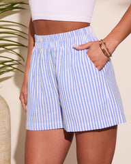 Corfu Striped Elastic Waist Shorts