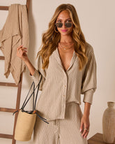 Preslen Striped Button Down Top