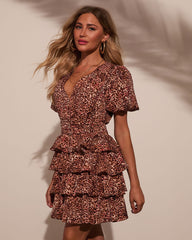 Scenic Trails Animal Print Tiered Mini Dress