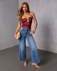 Jazlynn Mesh Strapless Ruched Cutout Bodysuit