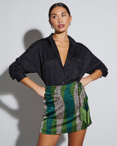 Sherlyn Satin Embossed Button Down Top