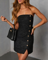 Glam Vibes Metallic Tweed Mini Dress