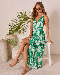 Palm Shade Tiered Maxi Dress
