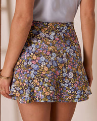 Willow Bloom Floral Wrap Mini Skirt
