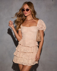 Blush Dreamer Tiered Lace Mini Dress