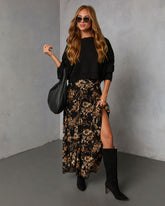 Autumn Fern Printed Midi Skirt