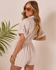 Sunbound Striped Collared Romper