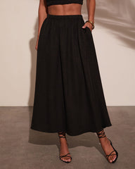 Selangie Pleated Crinkle Maxi Skirt