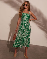 Kaydin Tropical Halter Neck Midi Dress