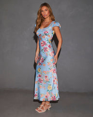 Bianca Flutter Sleeve Lace Trim Maxi Dress