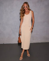 Lovers Whisper Front Pocket Midi Dress