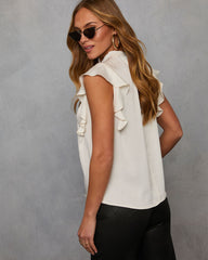 Tacie Mockneck Ruffle Sleeve Blouse