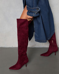 Spiced Garnet Suede Over The Knee Boots
