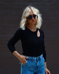 Montclair Cutout Ribbed Knit Sweater Top