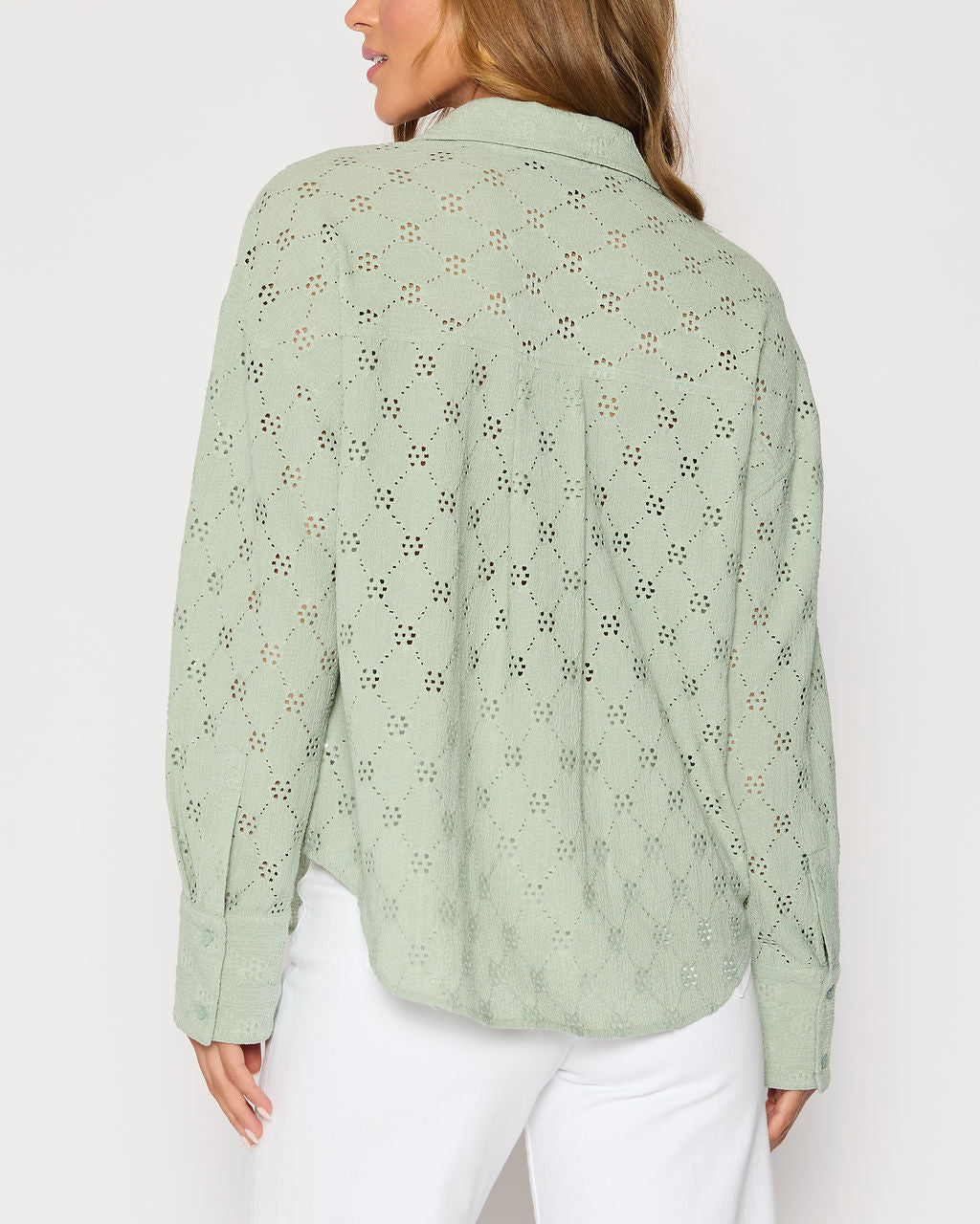 Amber Eyelet Button Down Top