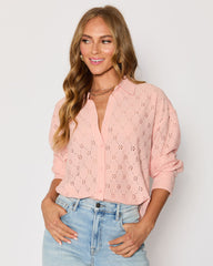 Amber Eyelet Button Down Top