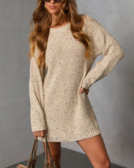 Honeycot Ribbed Knit Mini Sweater Dress
