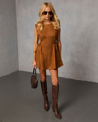 Soft Rust Suede Side Tie Mini Dress