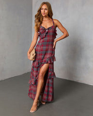 Reygan Ruffle Plaid Maxi Dress