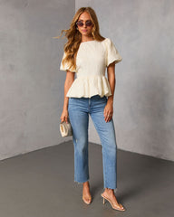 Aloura Puff Sleeve Peplum Top