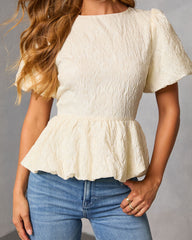 Aloura Puff Sleeve Peplum Top