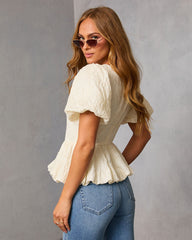 Aloura Puff Sleeve Peplum Top