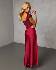Sable Hour Lace Satin Maxi Dress