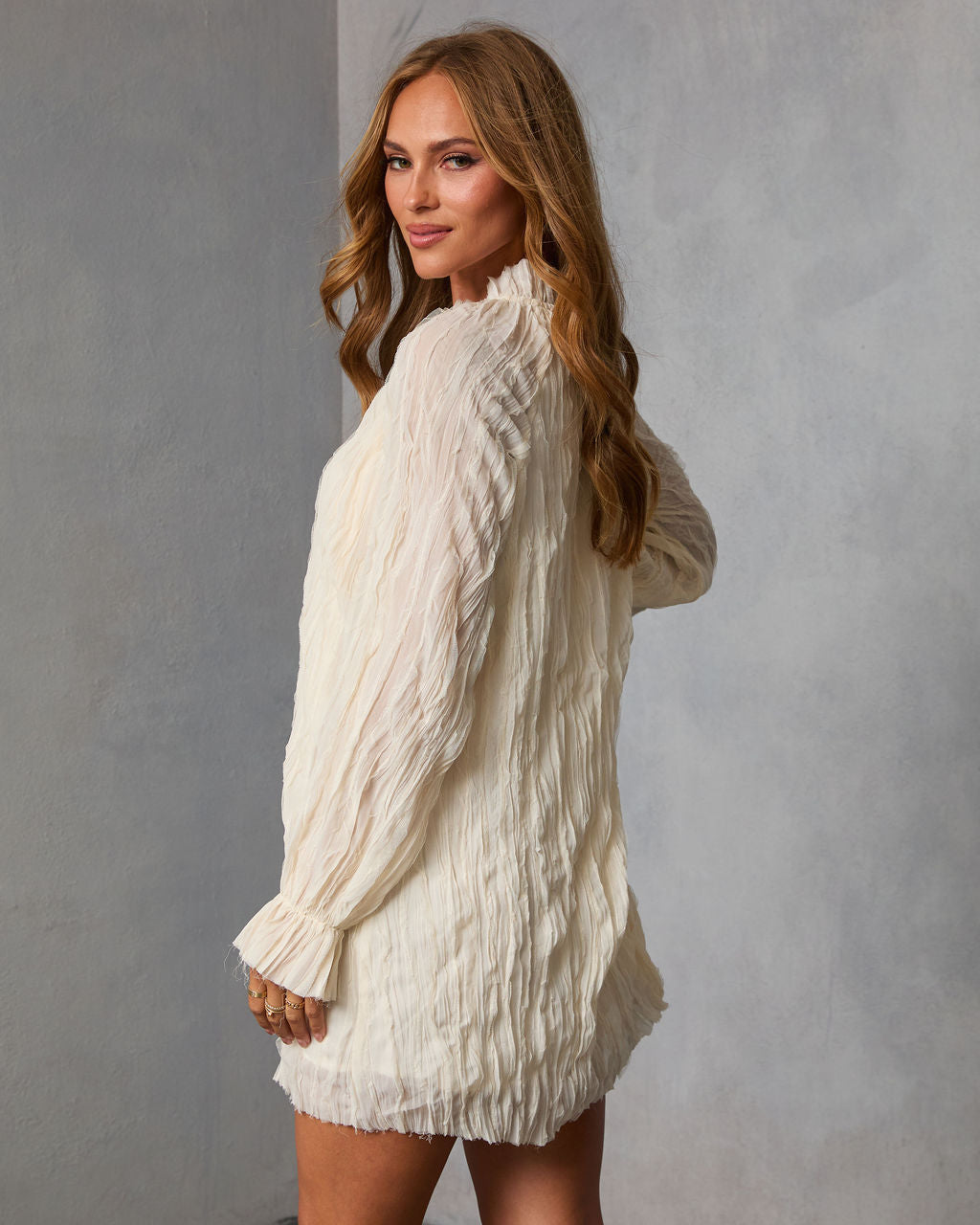 Autumn Stone Shift Chiffon Mini Dress