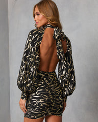 Evening Stem Printed Foil Mini Dress