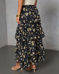 Rustic Bloom Printed Tiered Maxi Skirt