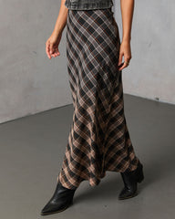 Bronzed Harvest Plaid Maxi Skirt