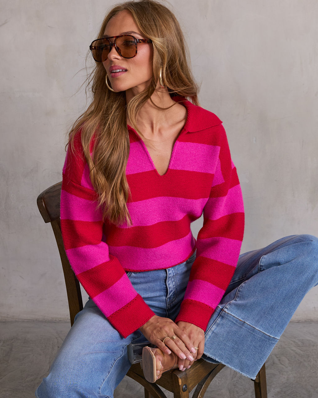 Violette Striped Collared Sweater