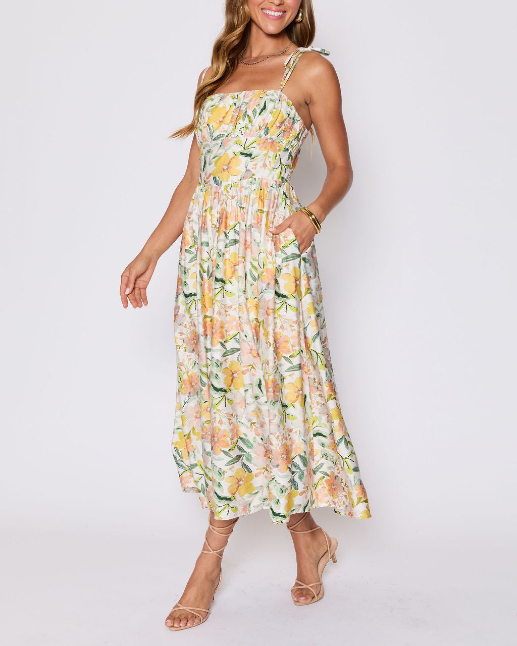 Emory Floral Tie Shoulder Maxi Dress