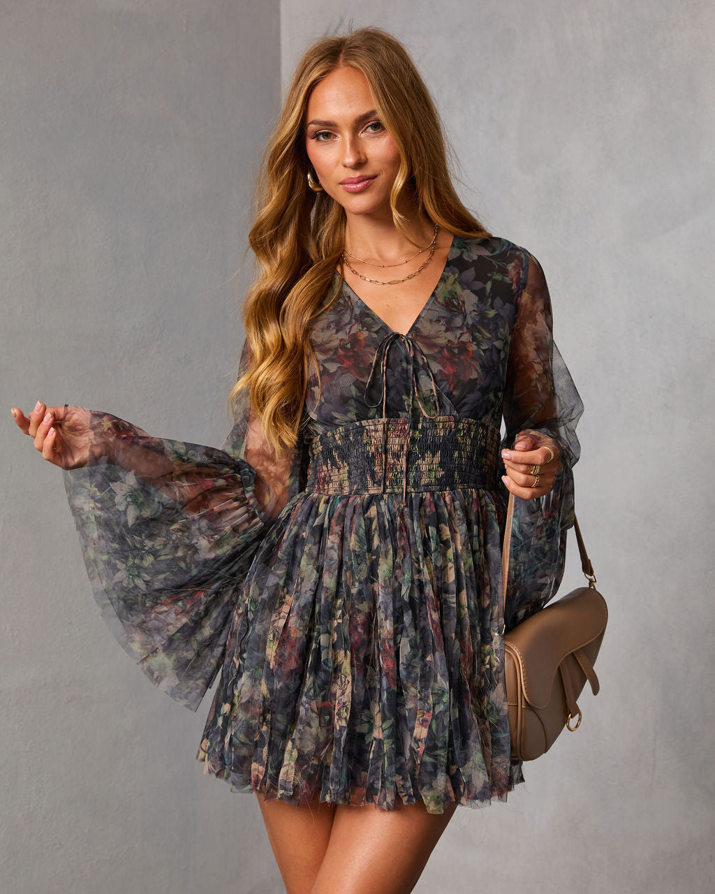 Dahliah Printed Fit And Flare Mini Dress