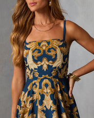 Thistle Loom Printed Fit and Flare Maxi Dress