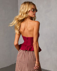 Agnis Denim Peplum Top