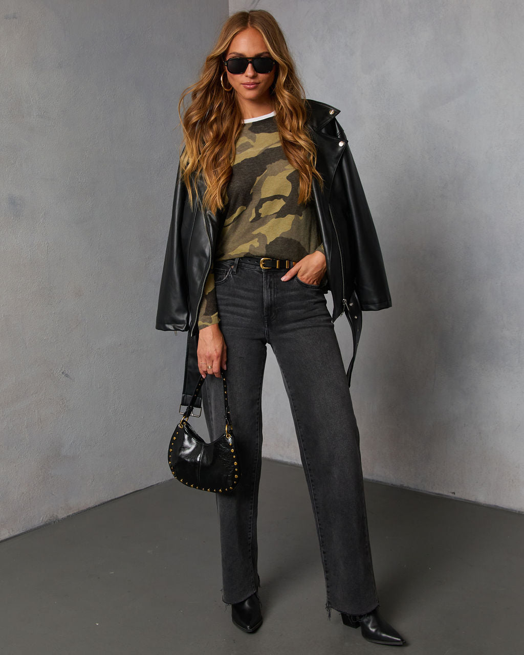 Keleena Camo Print Twofer Top