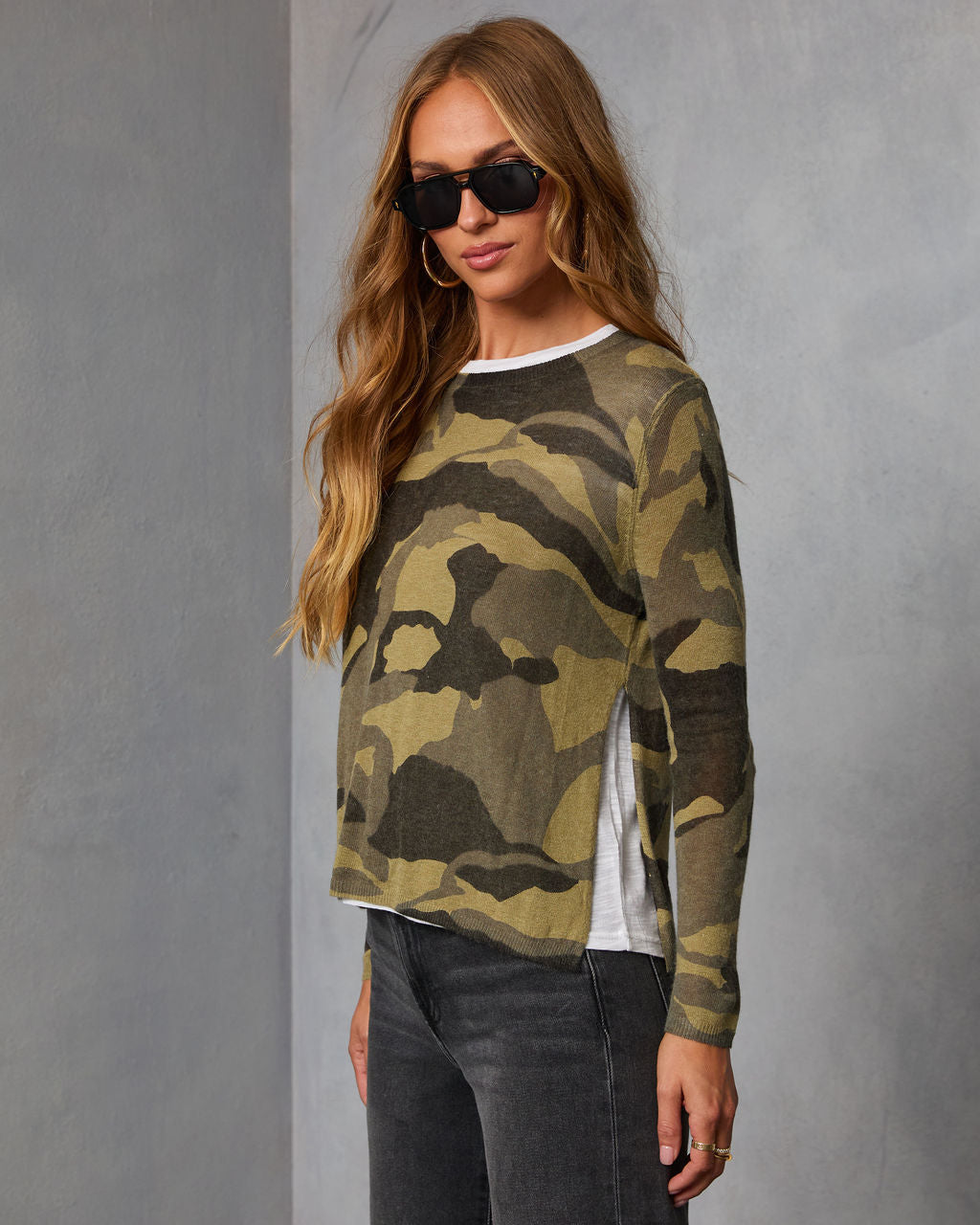 Keleena Camo Print Twofer Top
