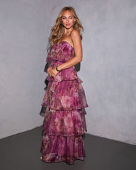 Garden Invite Tiered Strapless Maxi Dress