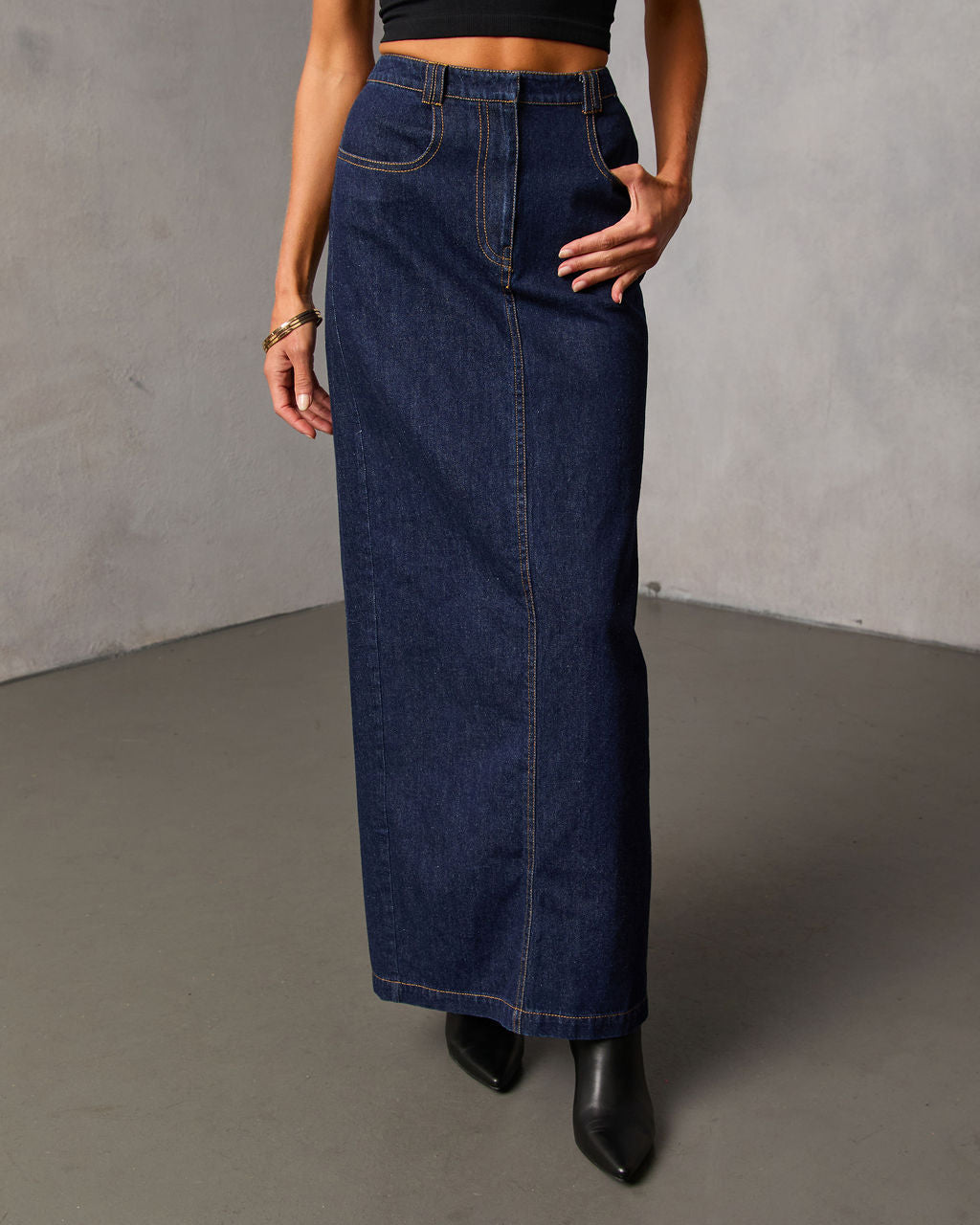 Mulled Dreams Denim Maxi Skirt