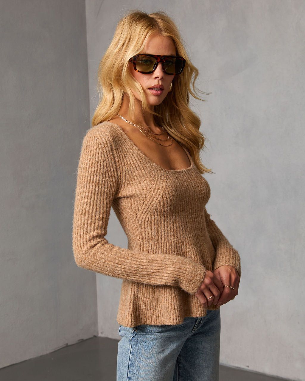 Briselle Ribbed Knit Peplum Sweater