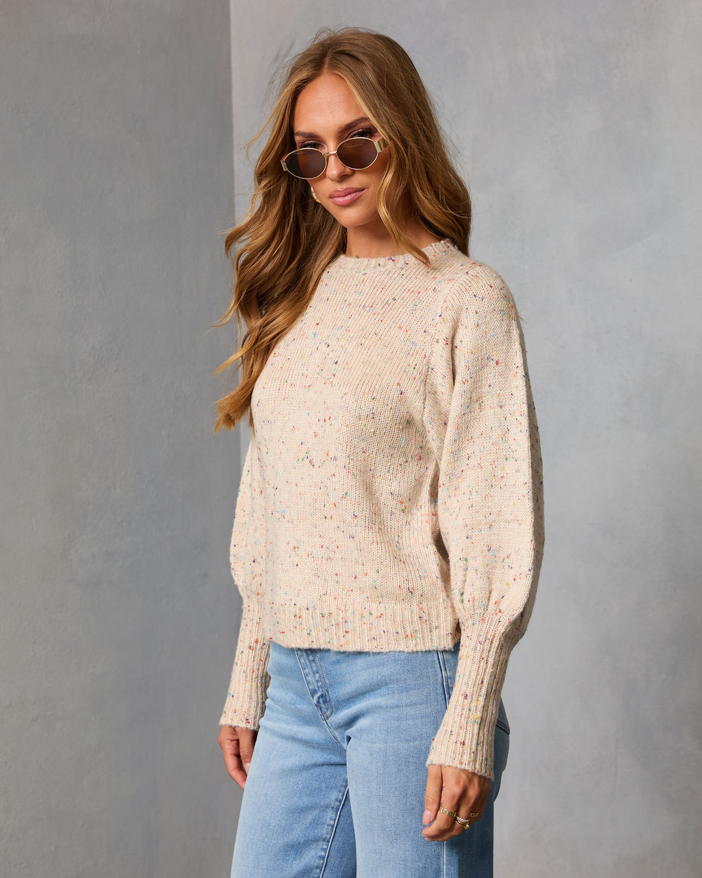 Emmie Crewneck Speckled Sweater