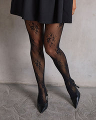 Noir Envy Floral Lace Tights