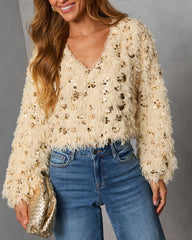 Francia Shaggy Metallic Sequin Sweater