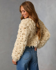 Francia Shaggy Metallic Sequin Sweater