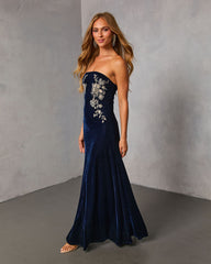 Wild Grace Velvet Embroidered Maxi Dress