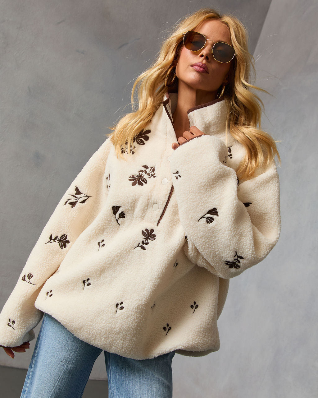 Chalet Embroidered Floral Pullover Jacket