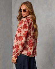 Velvine Printed Neck Tie Blouse